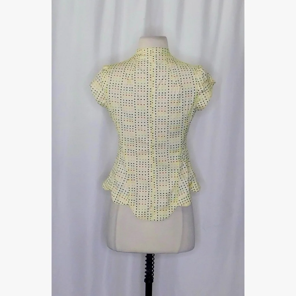 Vintage Anthropologie ODILLE Icon Hearts Scalloped Rainbow Top Blouse Heart 4 - Picture 9 of 16